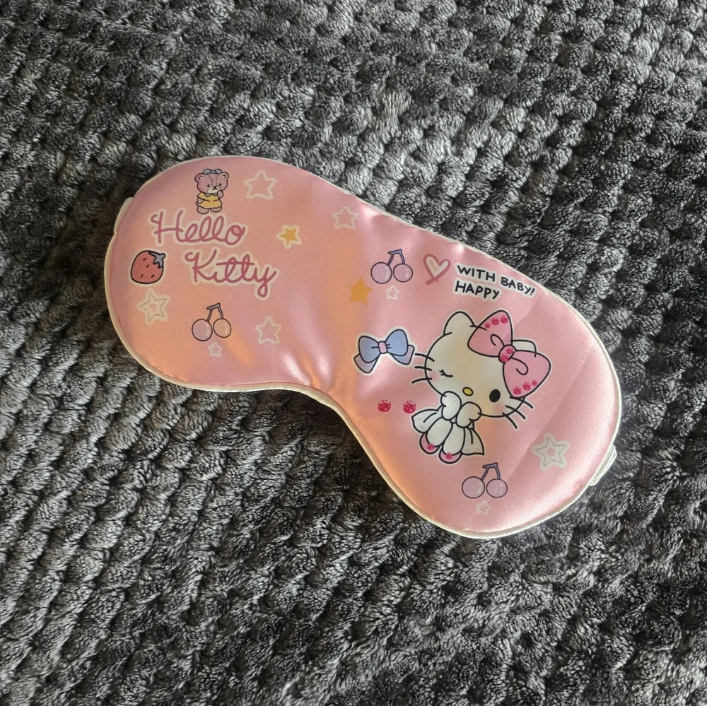 new Hello Kitty Sanrio Pink Sleep Mask Satin Travel Beauty Fashion Care Printed